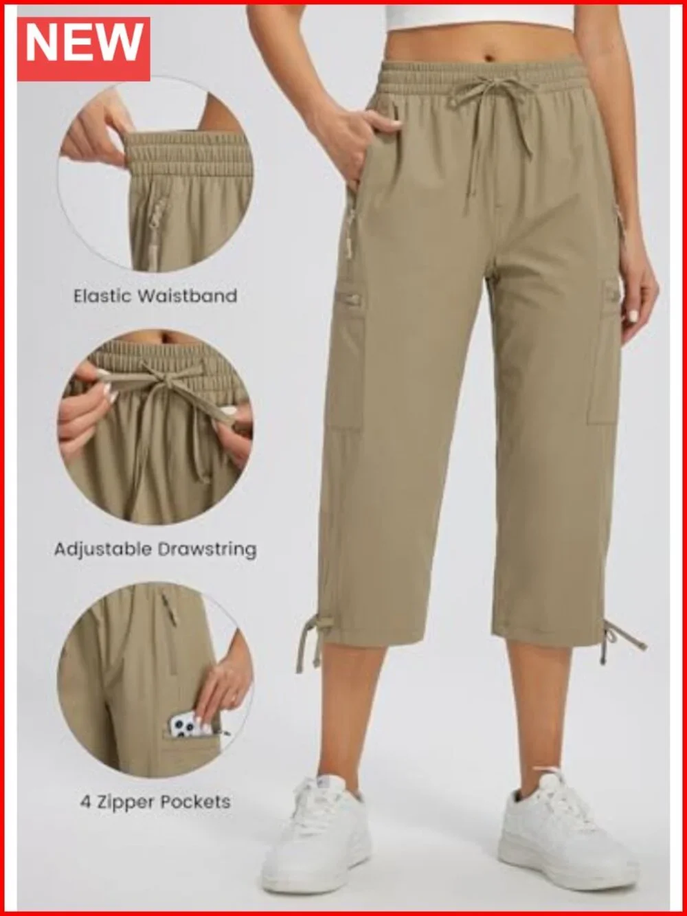 Women's Hiking Capri Pants Quick Dry Zipper Pockets